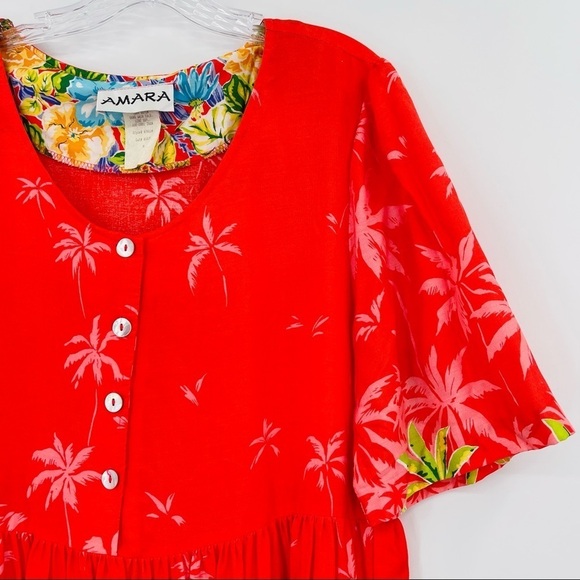 Vintage amara Hawaiian mumu maxi dress flamingo tropical novelty print - Picture 2 of 13